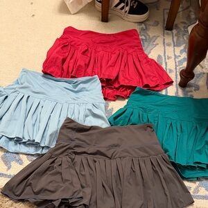 Women's Pleated Skorts - Red, Blue, Teal, Gray